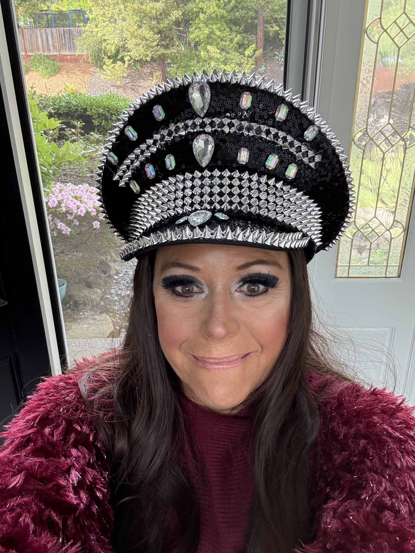 Close-up of the rhinestone headpiece